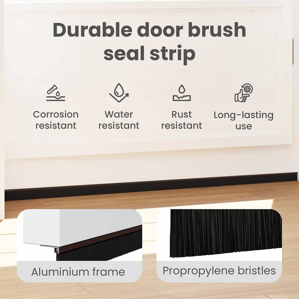 Screw-on Door Brush Seals 6 pcs Brown 100 cm Aluminium Alloy