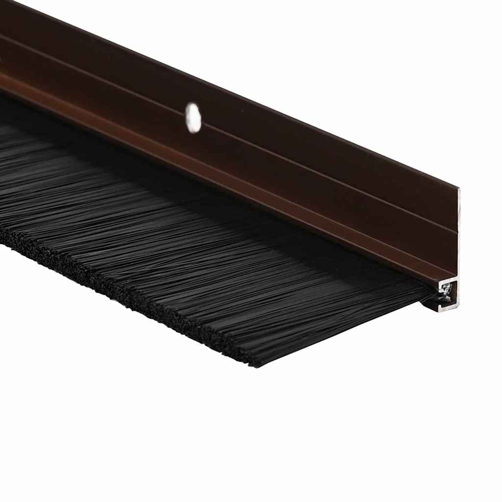 Screw-on Door Brush Seals 12 pcs Brown 100 cm Aluminium Alloy