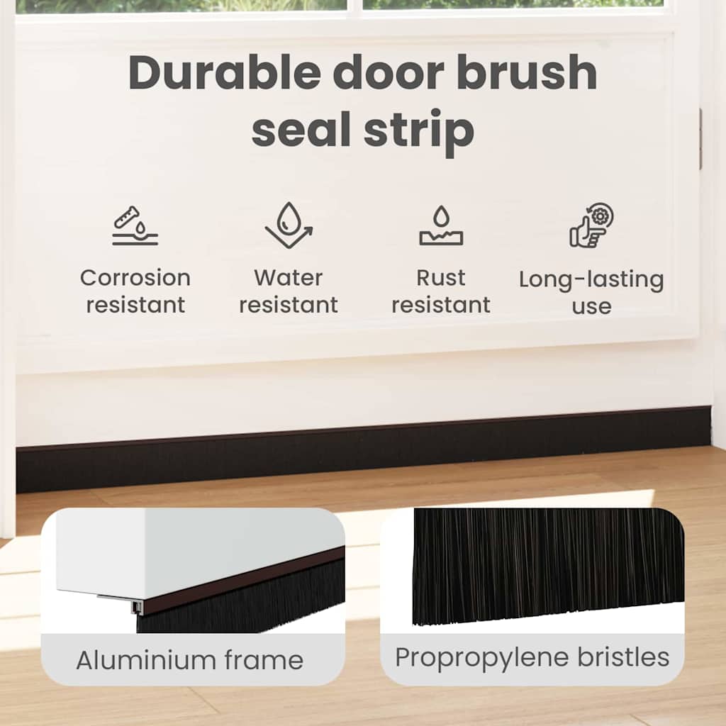 Screw-on Door Brush Seals 12 pcs Brown 100 cm Aluminium Alloy