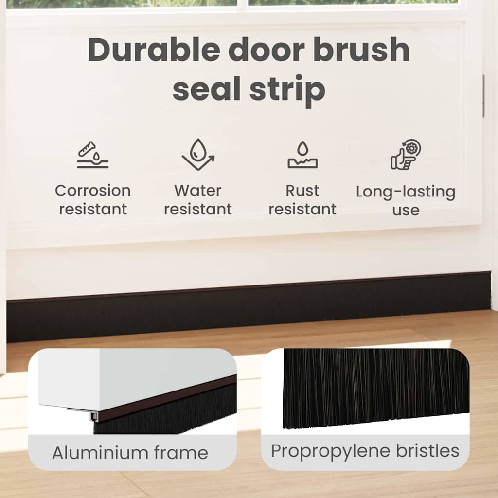 Screw-on Door Brush Seals 12 pcs Brown 100 cm Aluminium Alloy