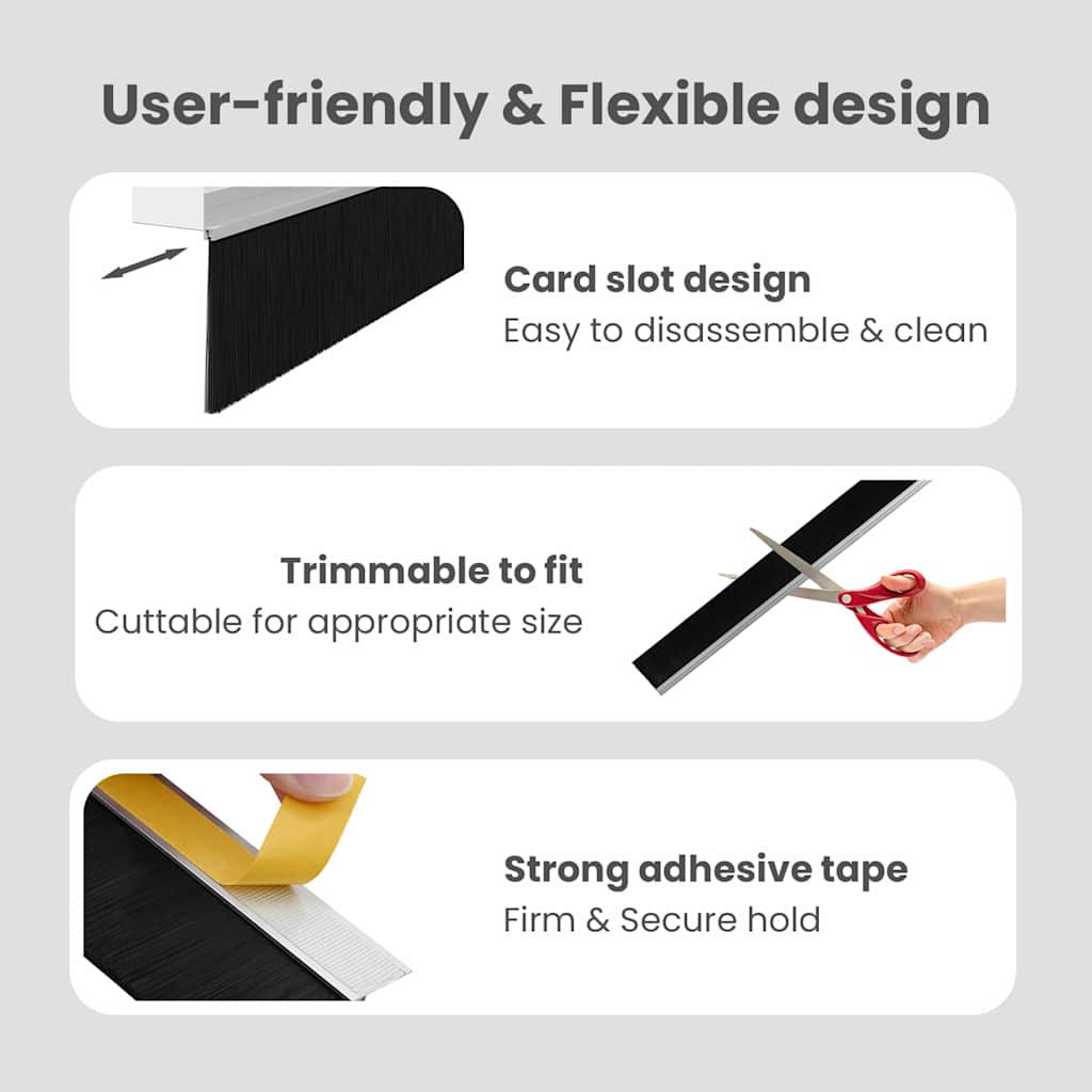 Self-adhesive Door Brush Seals 2 pcs Silver 100 cm