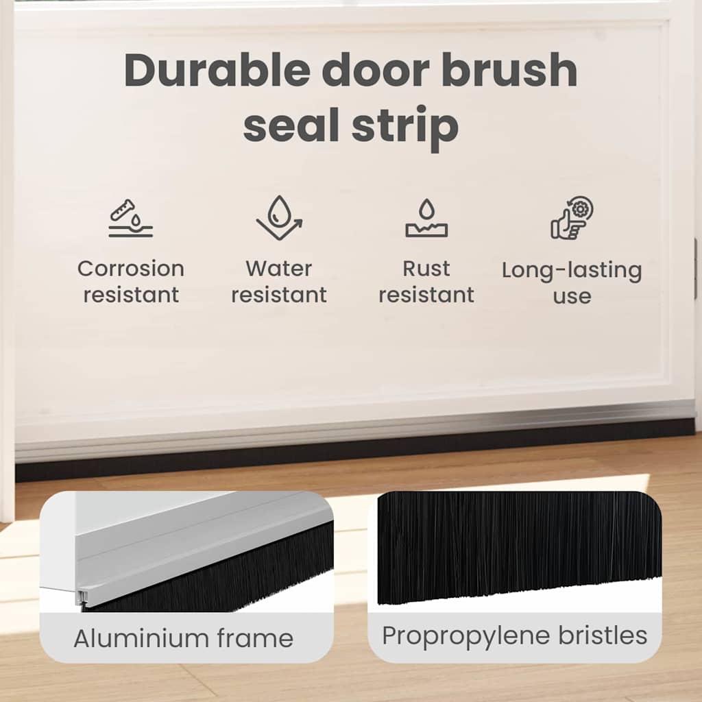Self-adhesive Door Brush Seals 6 pcs Silver 100 cm