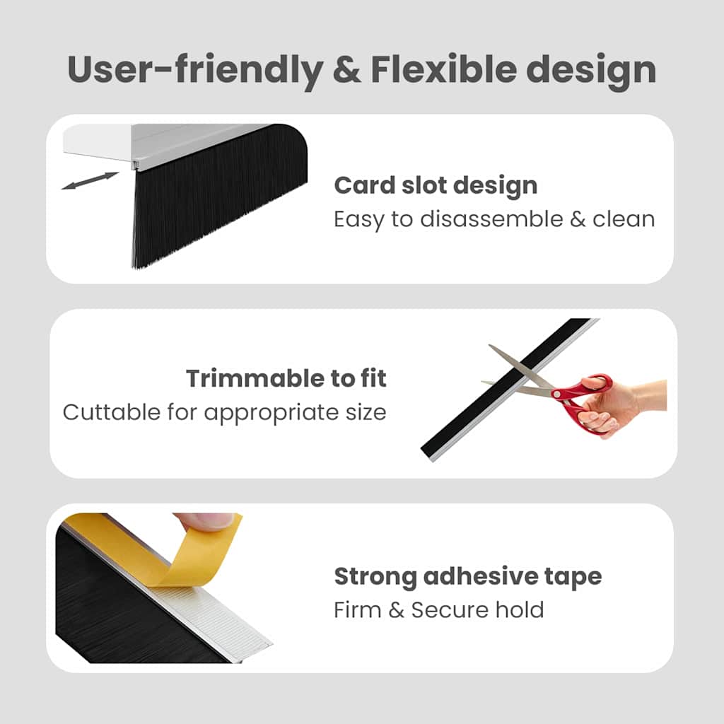 Self-adhesive Door Brush Seals 6 pcs Silver 100 cm