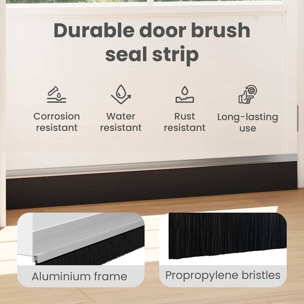 Self-adhesive Door Brush Seals 6 pcs Silver 100 cm