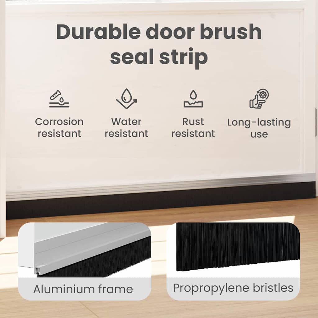 Self-adhesive Door Brush Seals 12 pcs Silver 100 cm