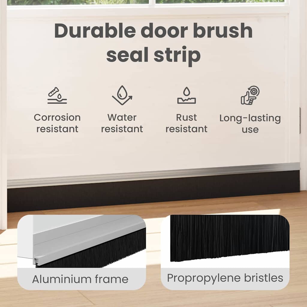 Self-adhesive Door Brush Seals 12 pcs Silver 100 cm
