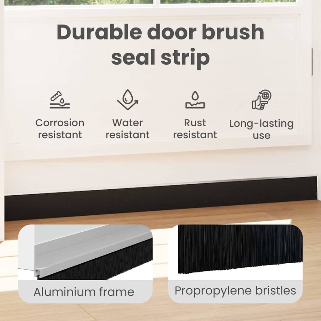 Self-adhesive Door Brush Seals 12 pcs Silver 100 cm