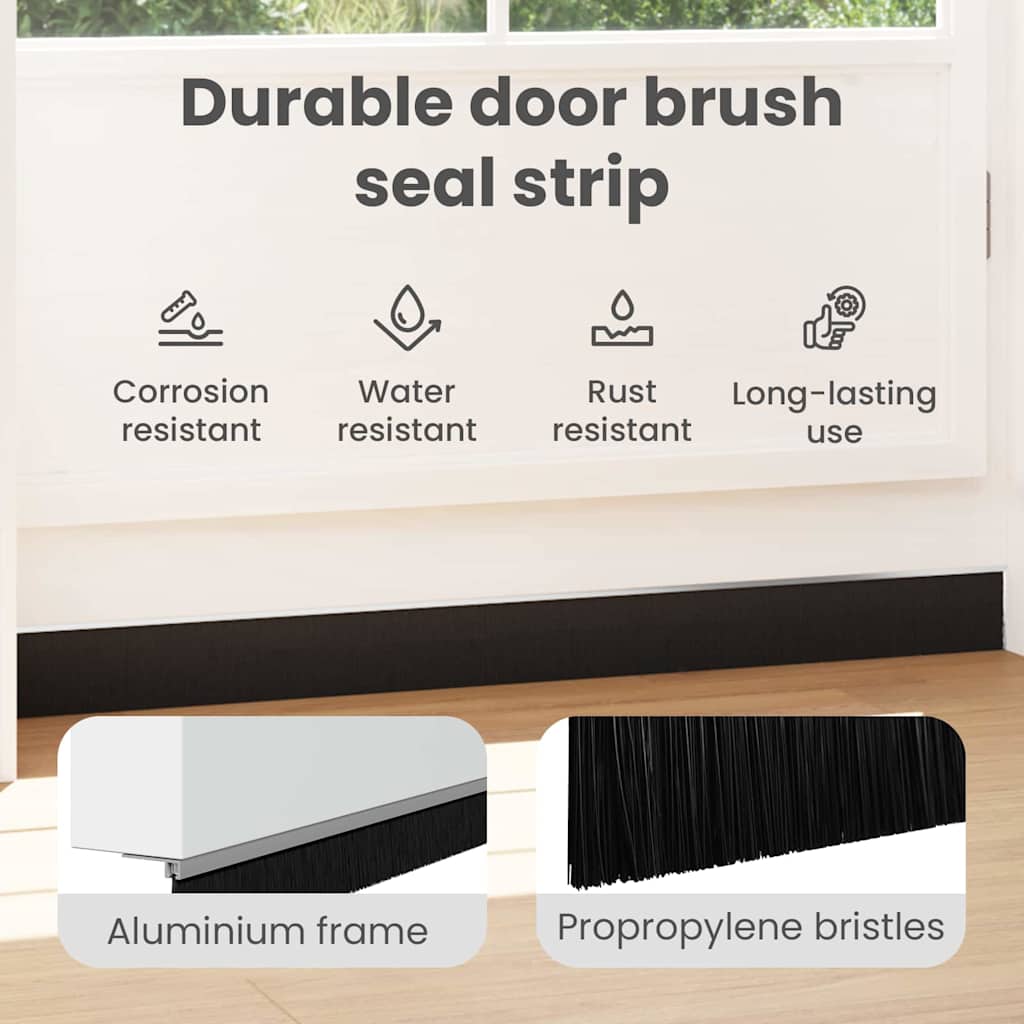 Self-adhesive Door Brush Seals 2 pcs Silver 100 cm