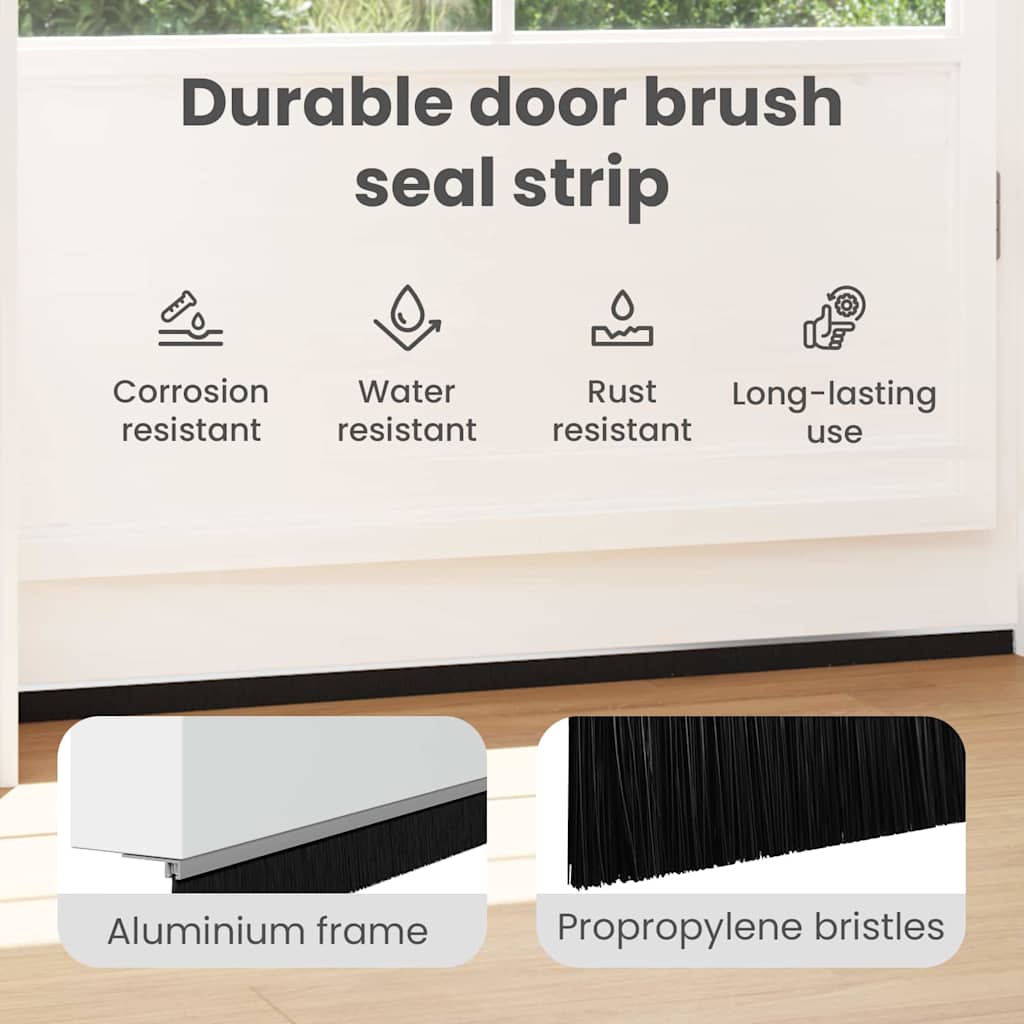 Self-adhesive Door Brush Seals 6 pcs Silver 100 cm