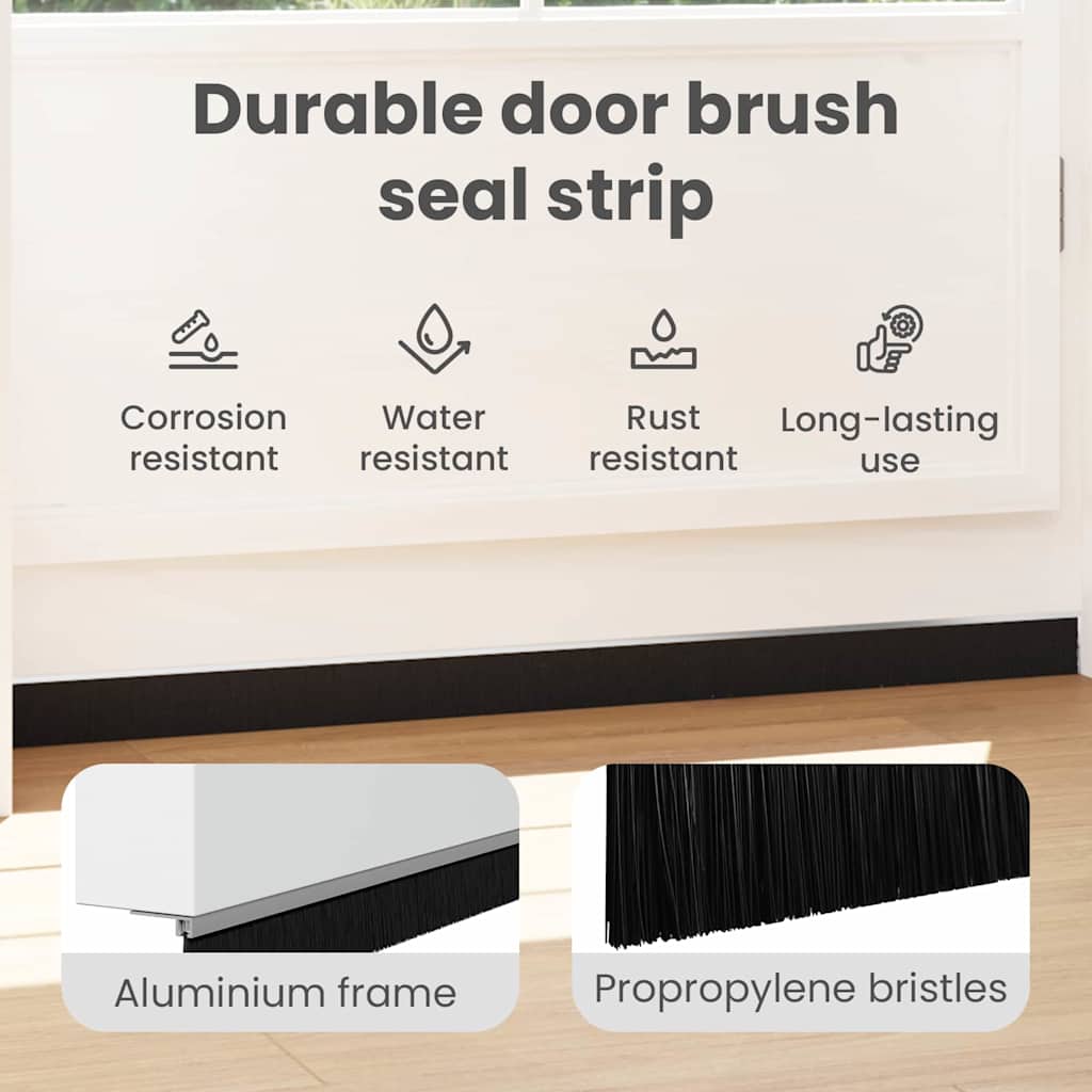 Self-adhesive Door Brush Seals 6 pcs Silver 100 cm