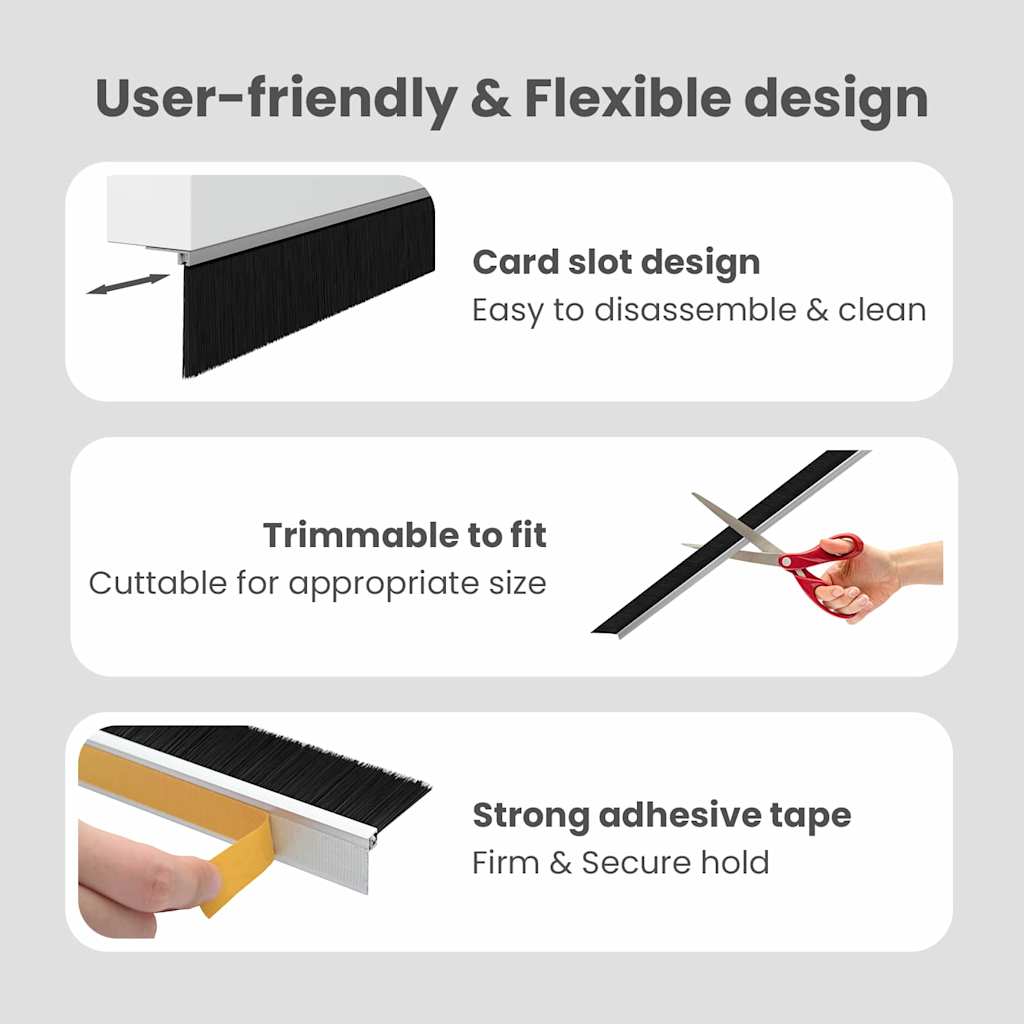 Self-adhesive Door Brush Seals 6 pcs Silver 100 cm