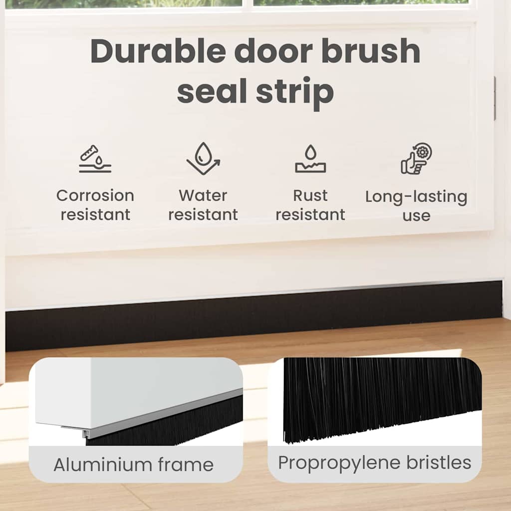 Self-adhesive Door Brush Seals 12 pcs Silver 100 cm