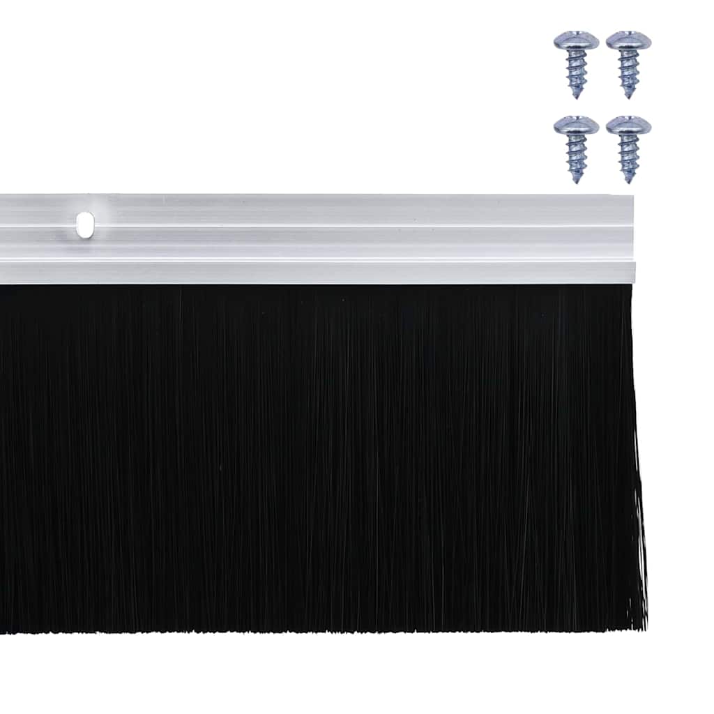 Screw-on Door Brush Seals 2 pcs Silver 100 cm Aluminium Alloy