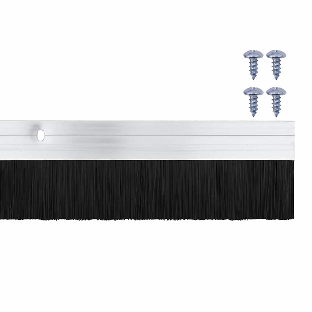Screw-on Door Brush Seals 6 pcs Silver 100 cm Aluminium Alloy