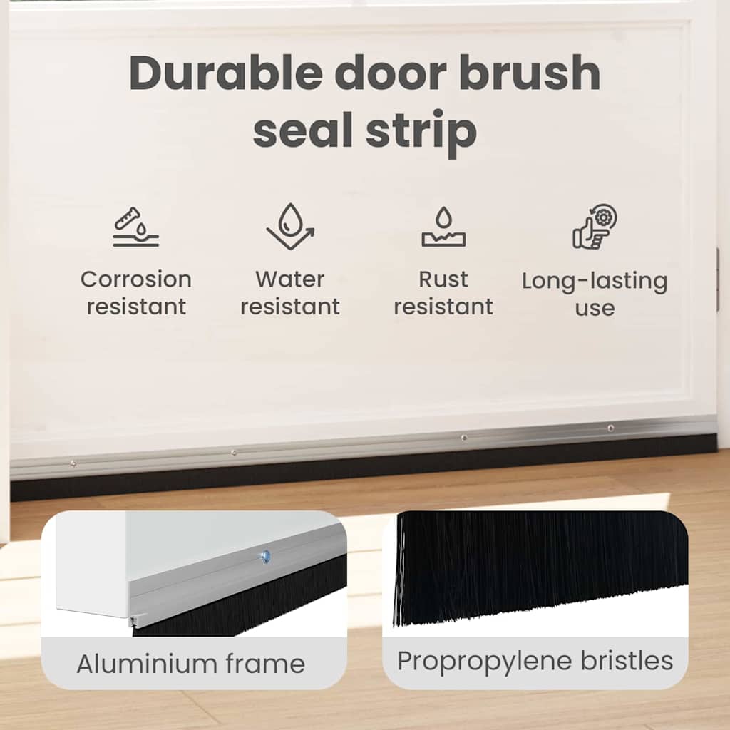 Screw-on Door Brush Seals 12 pcs Silver 100 cm Aluminium Alloy