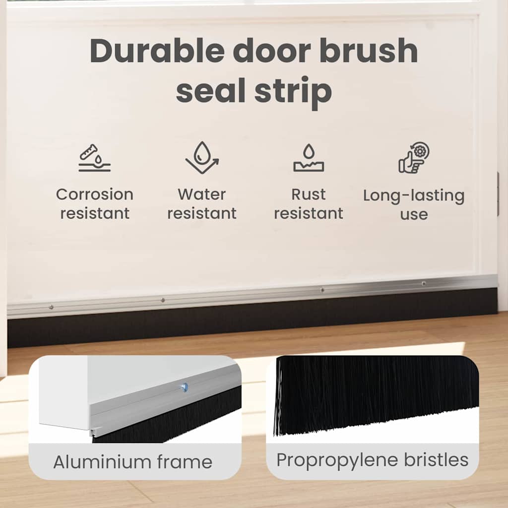 Screw-on Door Brush Seals 12 pcs Silver 100 cm Aluminium Alloy