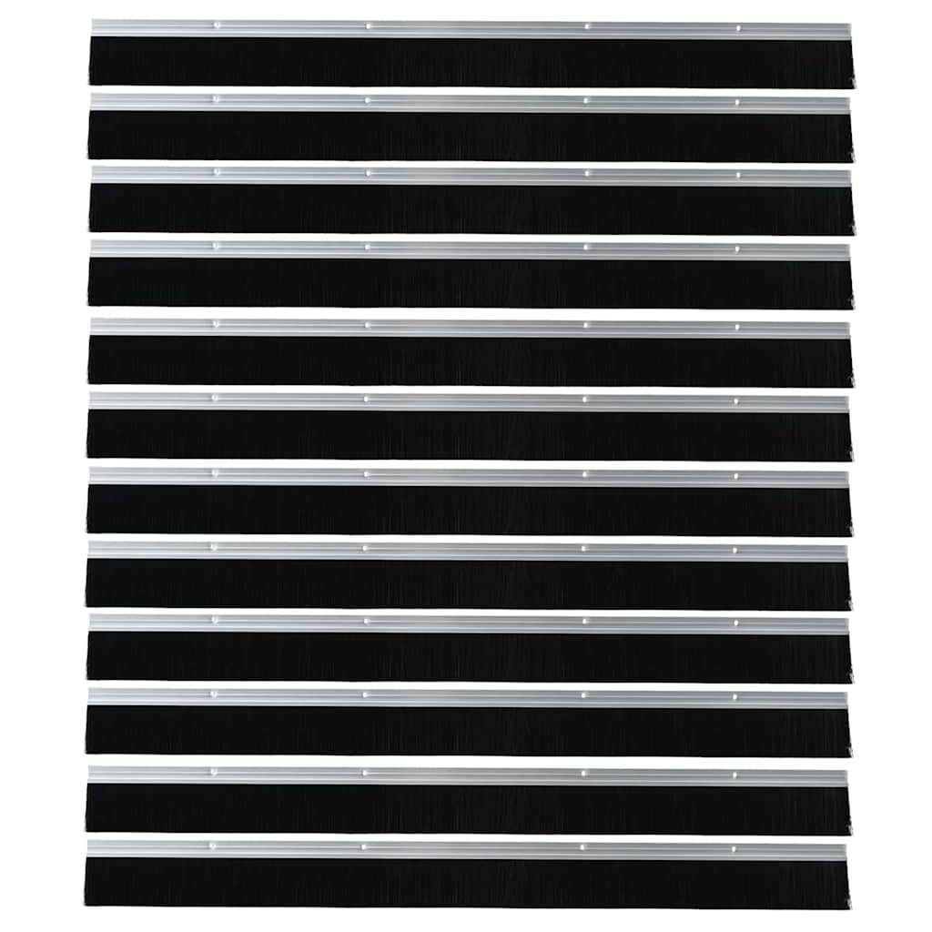 Screw-on Door Brush Seals 12 pcs Silver 100 cm Aluminium Alloy