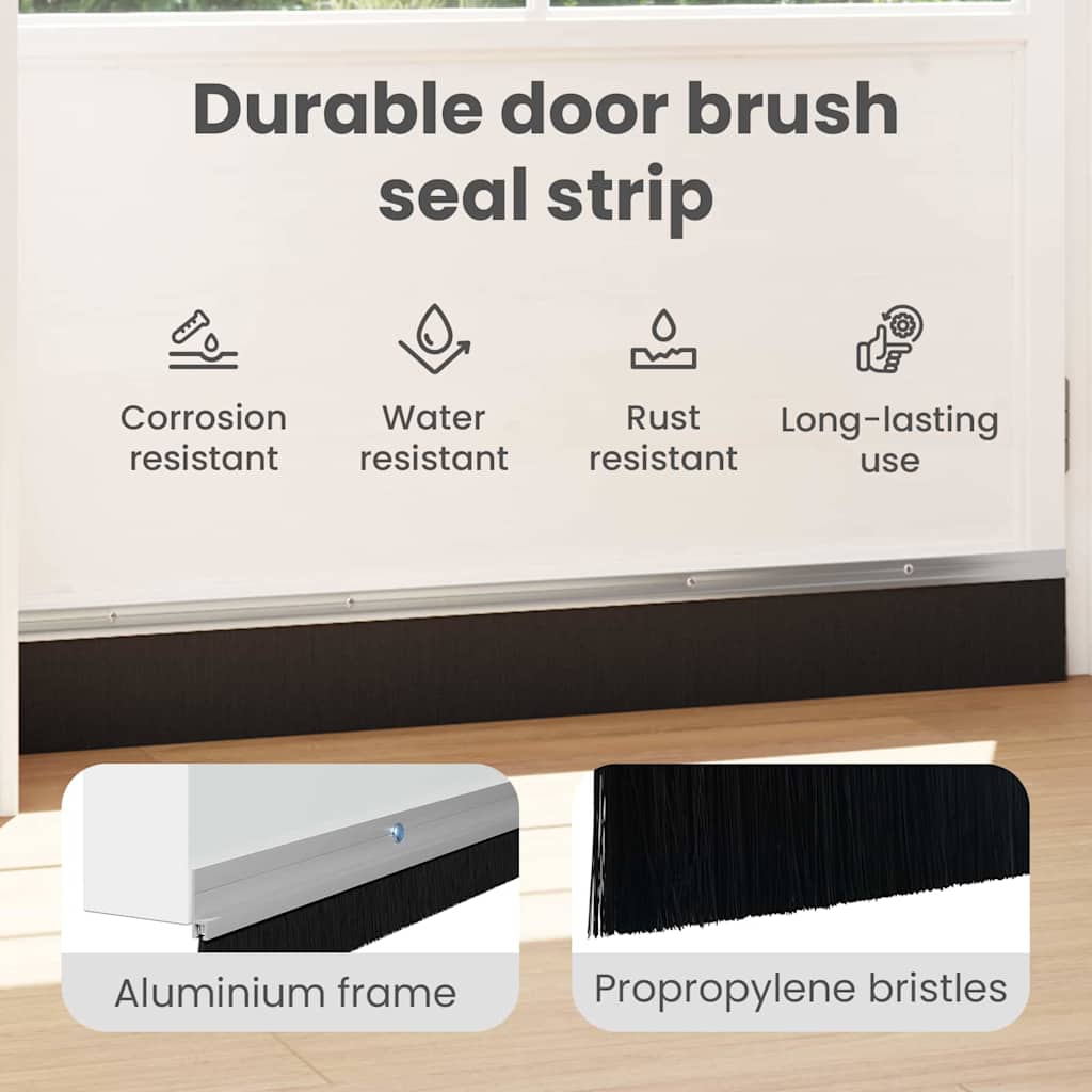 Screw-on Door Brush Seals 12 pcs Silver 100 cm Aluminium Alloy