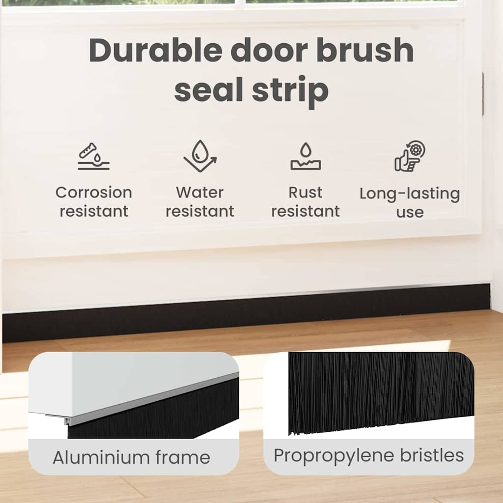 Screw-on Door Brush Seals 2 pcs Silver 100 cm Aluminium Alloy