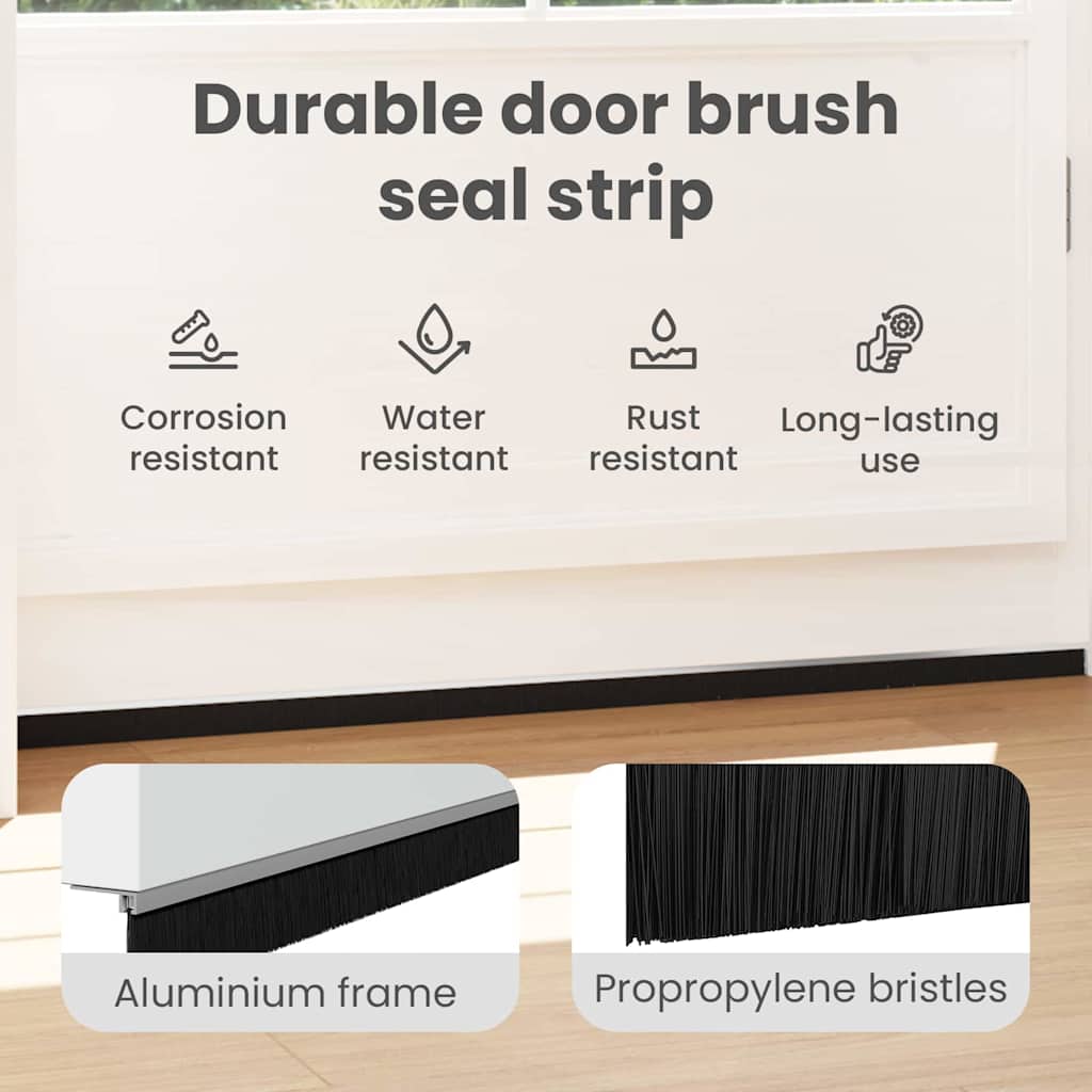 Screw-on Door Brush Seals 6 pcs Silver 100 cm Aluminium Alloy