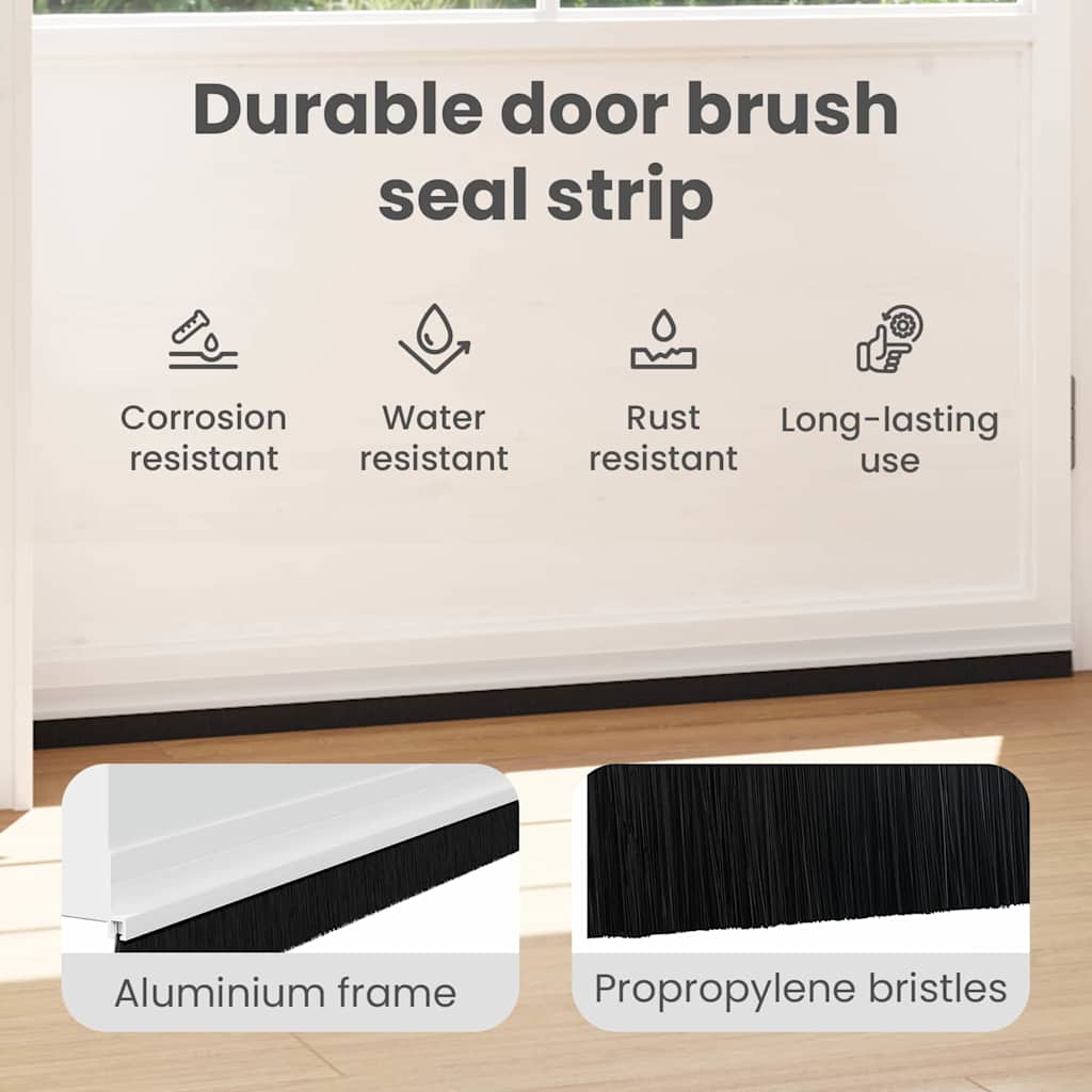 Self-adhesive Door Brush Seals 12 pcs White 100 cm