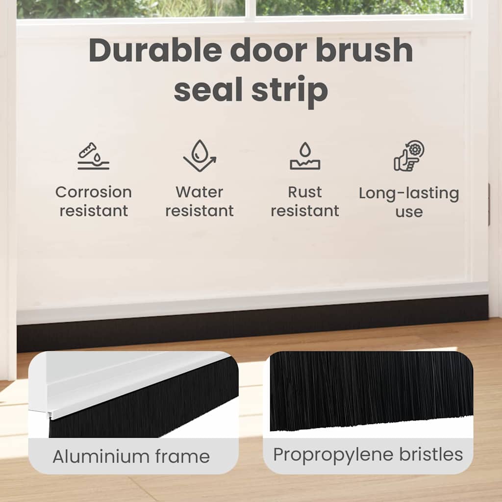 Self-adhesive Door Brush Seals 12 pcs White 100 cm
