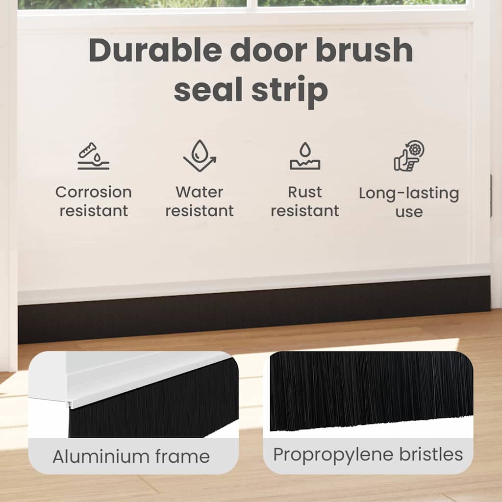 Self-adhesive Door Brush Seals 12 pcs White 100 cm