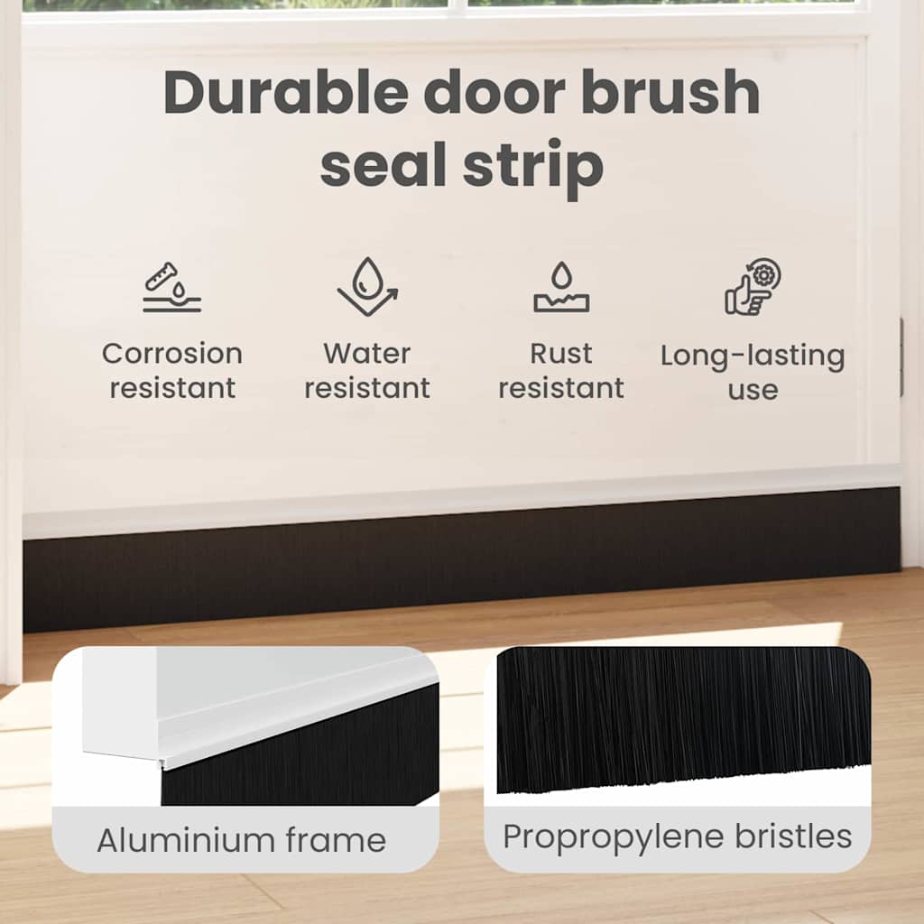 Self-adhesive Door Brush Seals 12 pcs White 100 cm