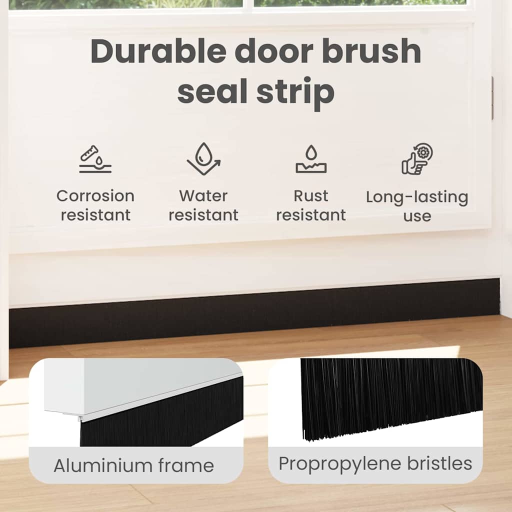 Self-adhesive Door Brush Seals 6 pcs White 100 cm