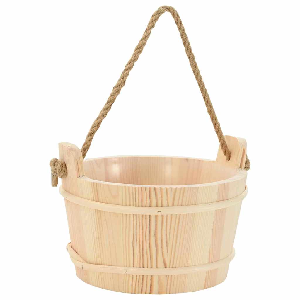 Sauna Accessory Set 4 pcs Brown Solid Pine Wood and Hemp
