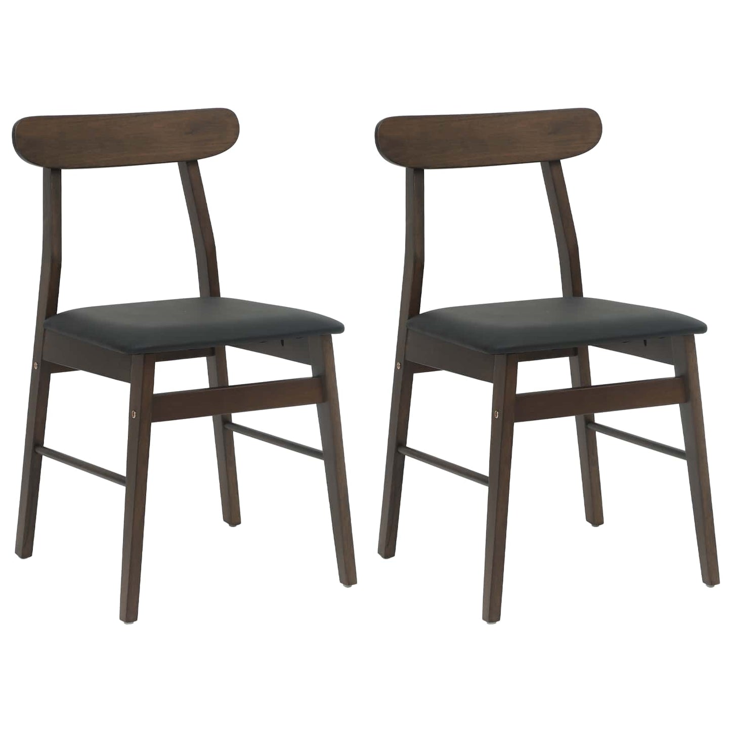 Dining Chair 2 pcs Dark Brown and Black Solid Rubber Wood