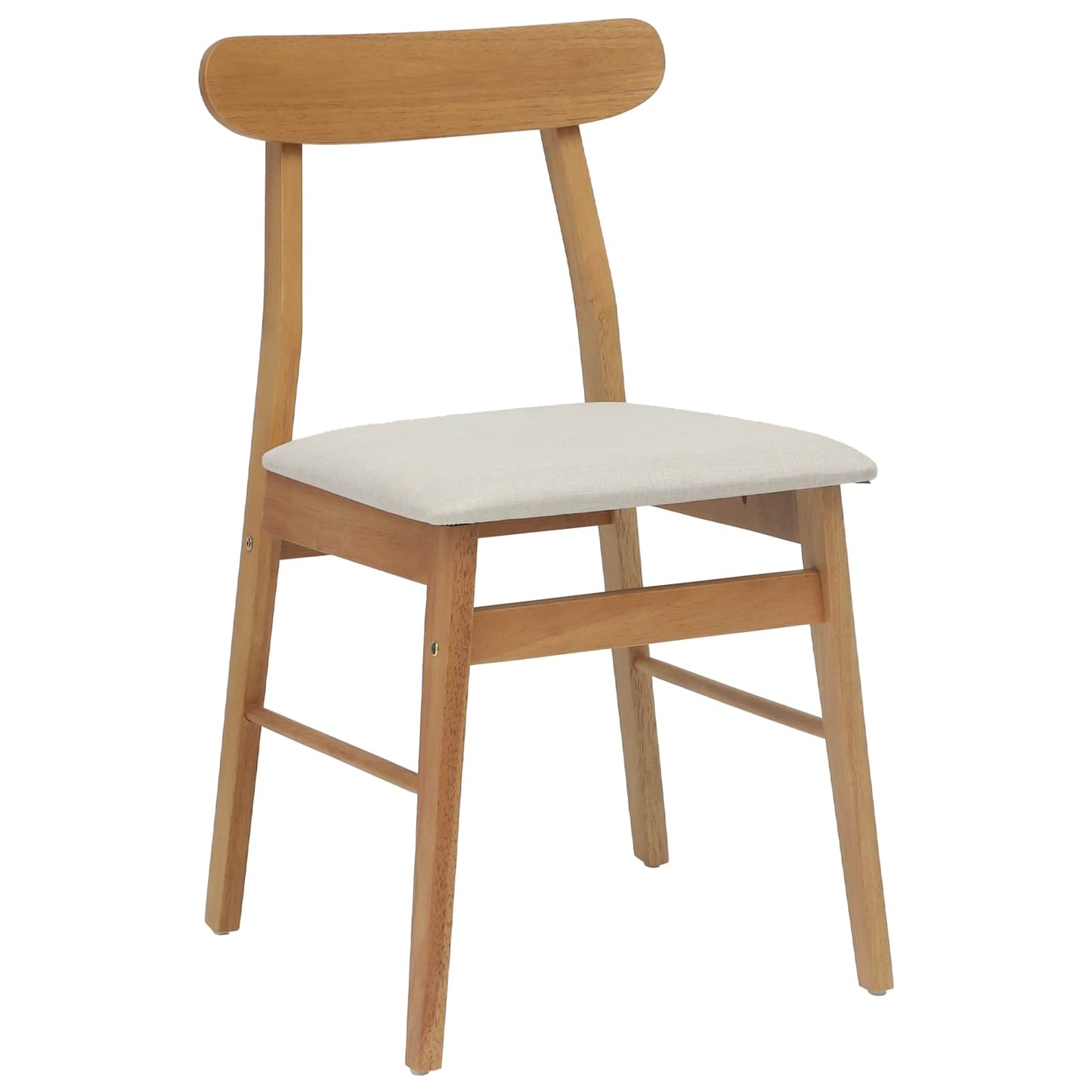 Dining Chair 2 pcs Natural and Light Solid Rubber Wood