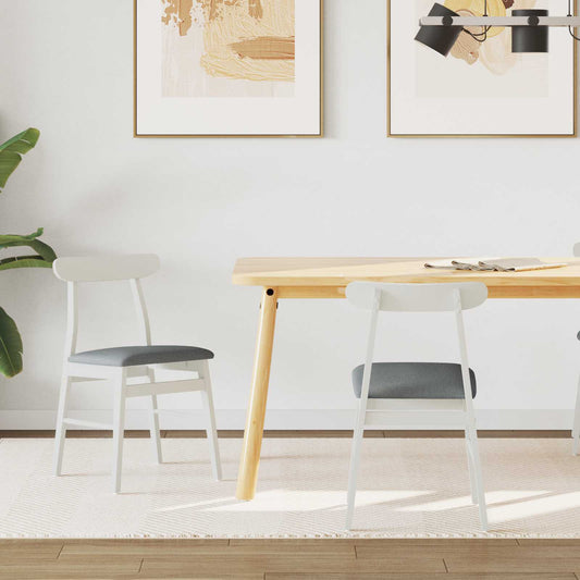Dining Chair 2 pcs White and Grey Solid Rubber Wood