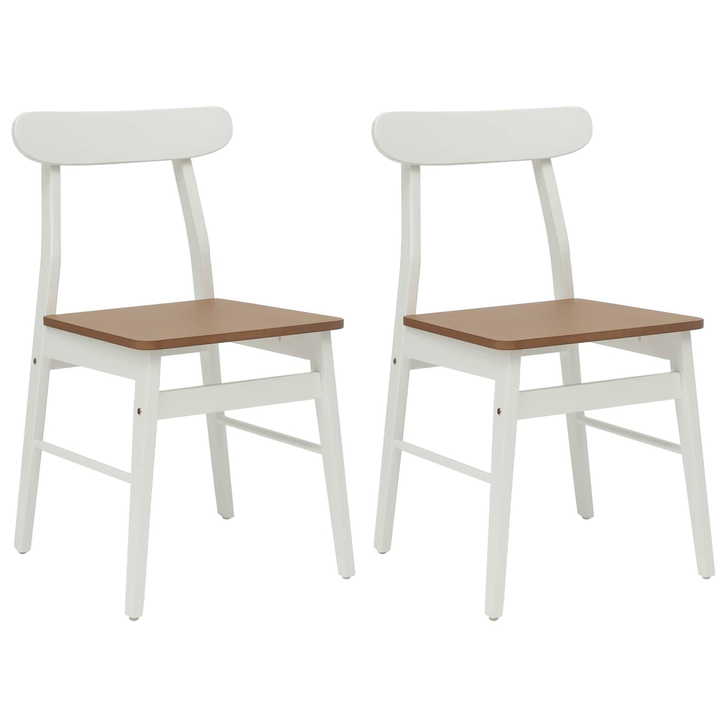 Dining Chair 2 pcs White and Natural 43 x 44.5 x 77 cm
