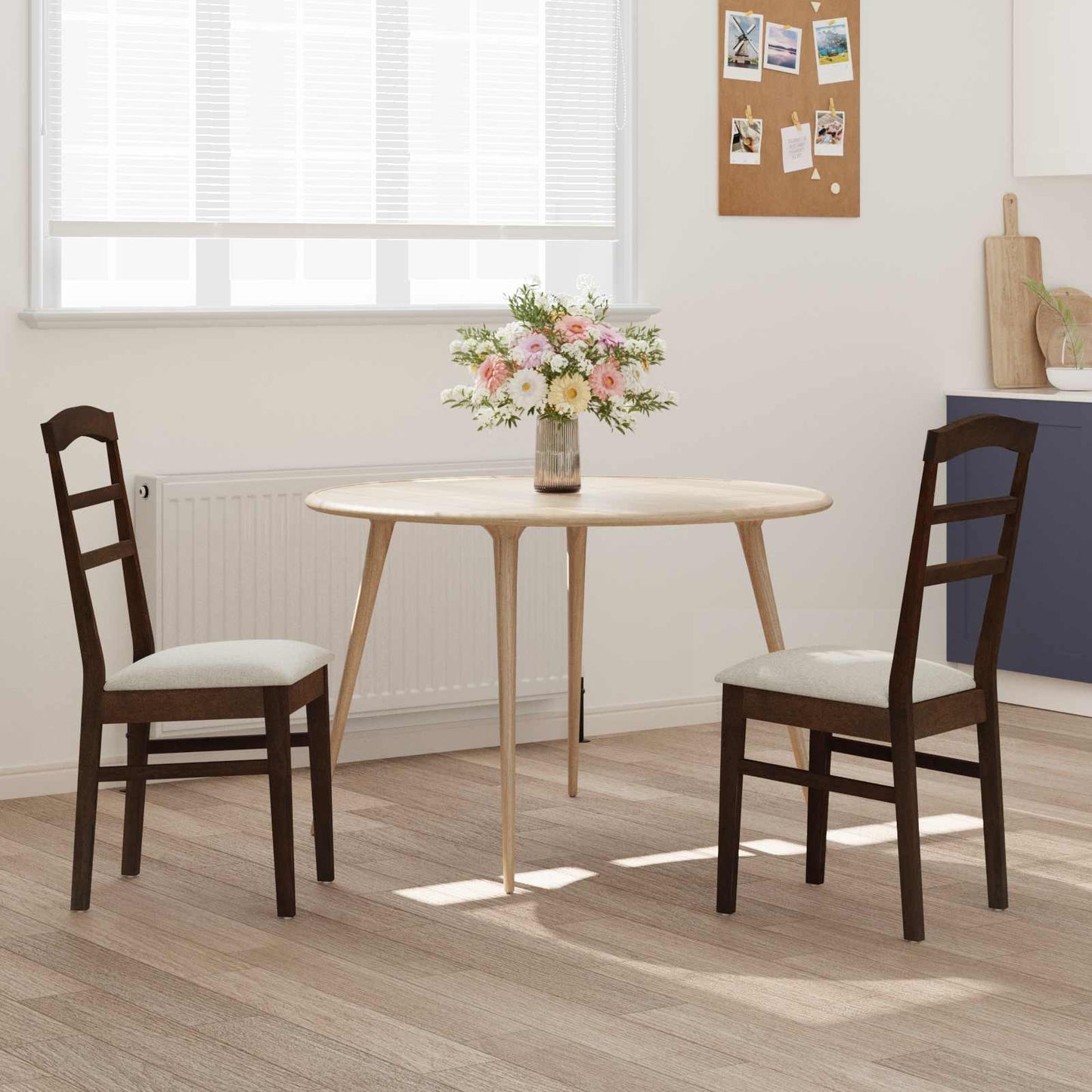 Dining Chair 2 pcs Light Brown and Light Solid Rubber Wood