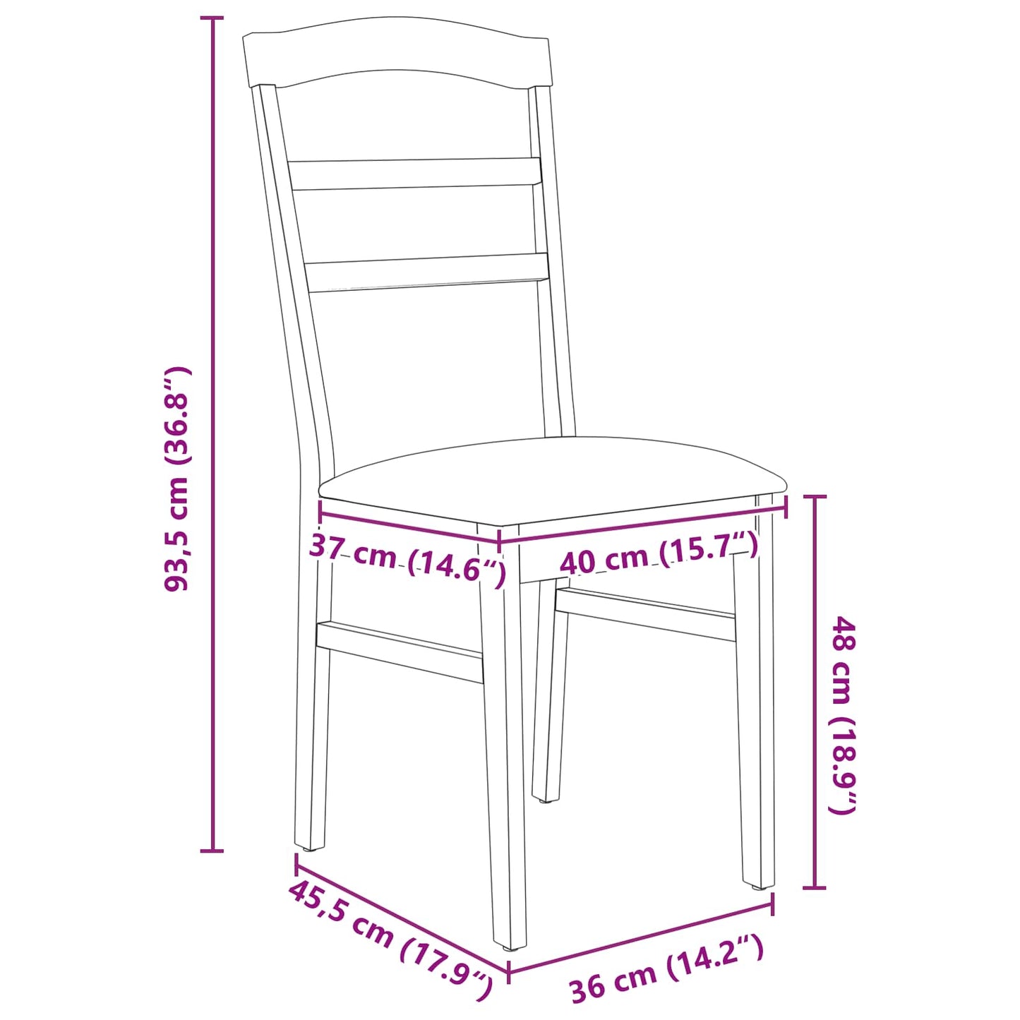 Dining Chair 2 pcs Light Brown and Black Solid Rubber Wood