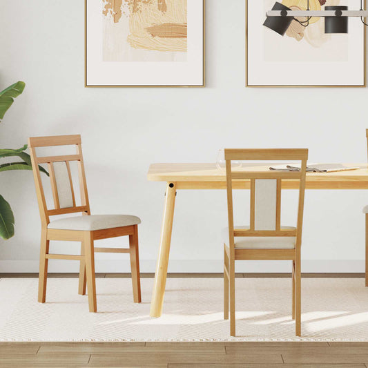 Dining Chair 2 pcs Natural and Light Solid Rubber Wood