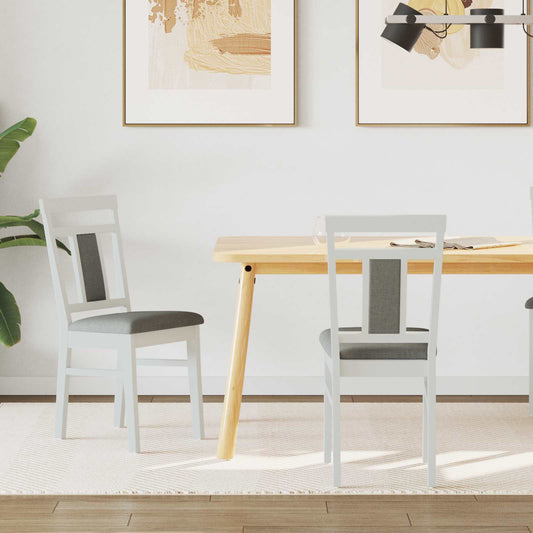 Dining Chair 2 pcs White and Grey Solid Rubber Wood