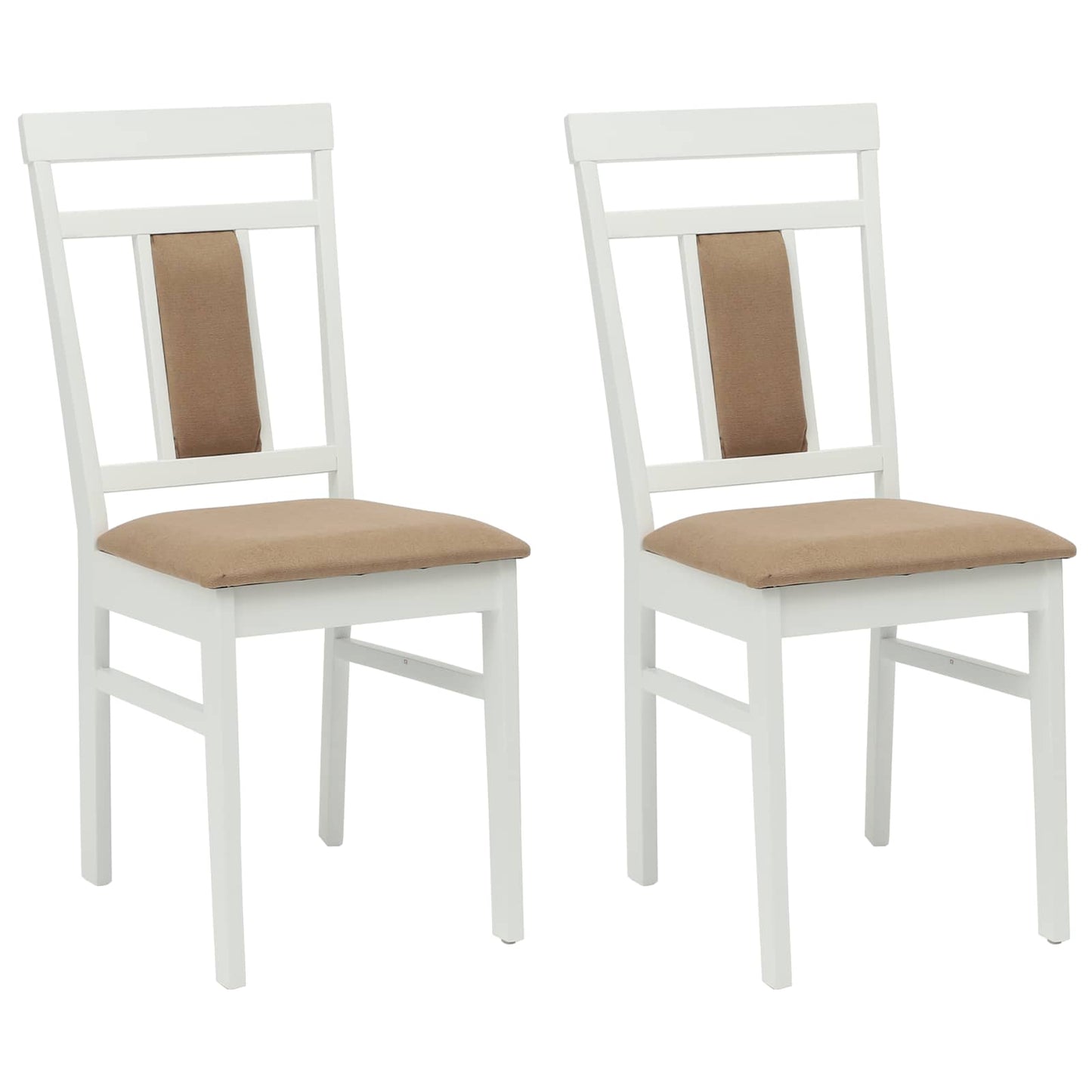 Dining Chair 2 pcs White and Brown Solid Rubber Wood