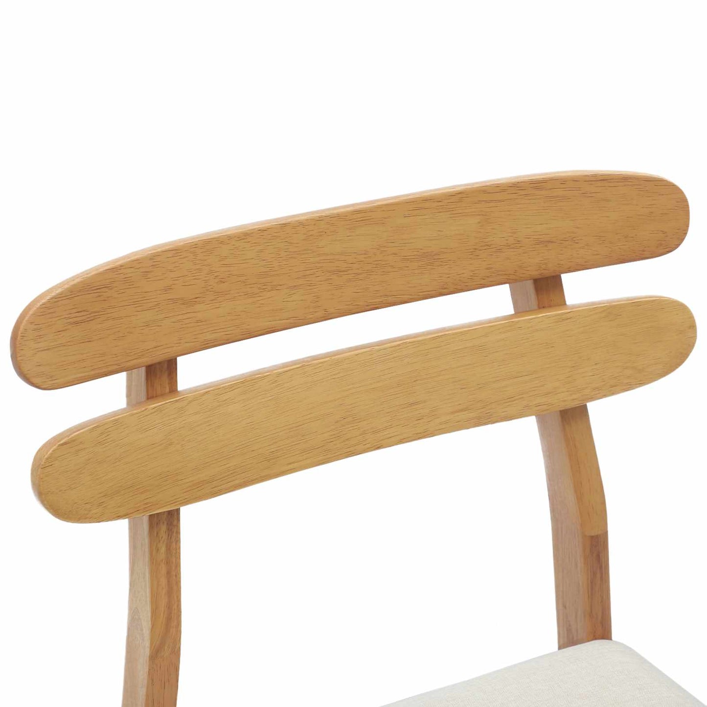 Dining Chair 2 pcs Natural and Light Solid Rubber Wood
