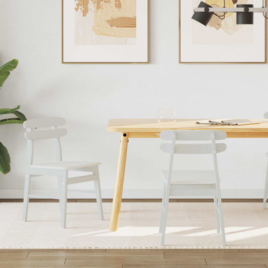 Dining Chair 2 pcs White Solid Rubber Wood