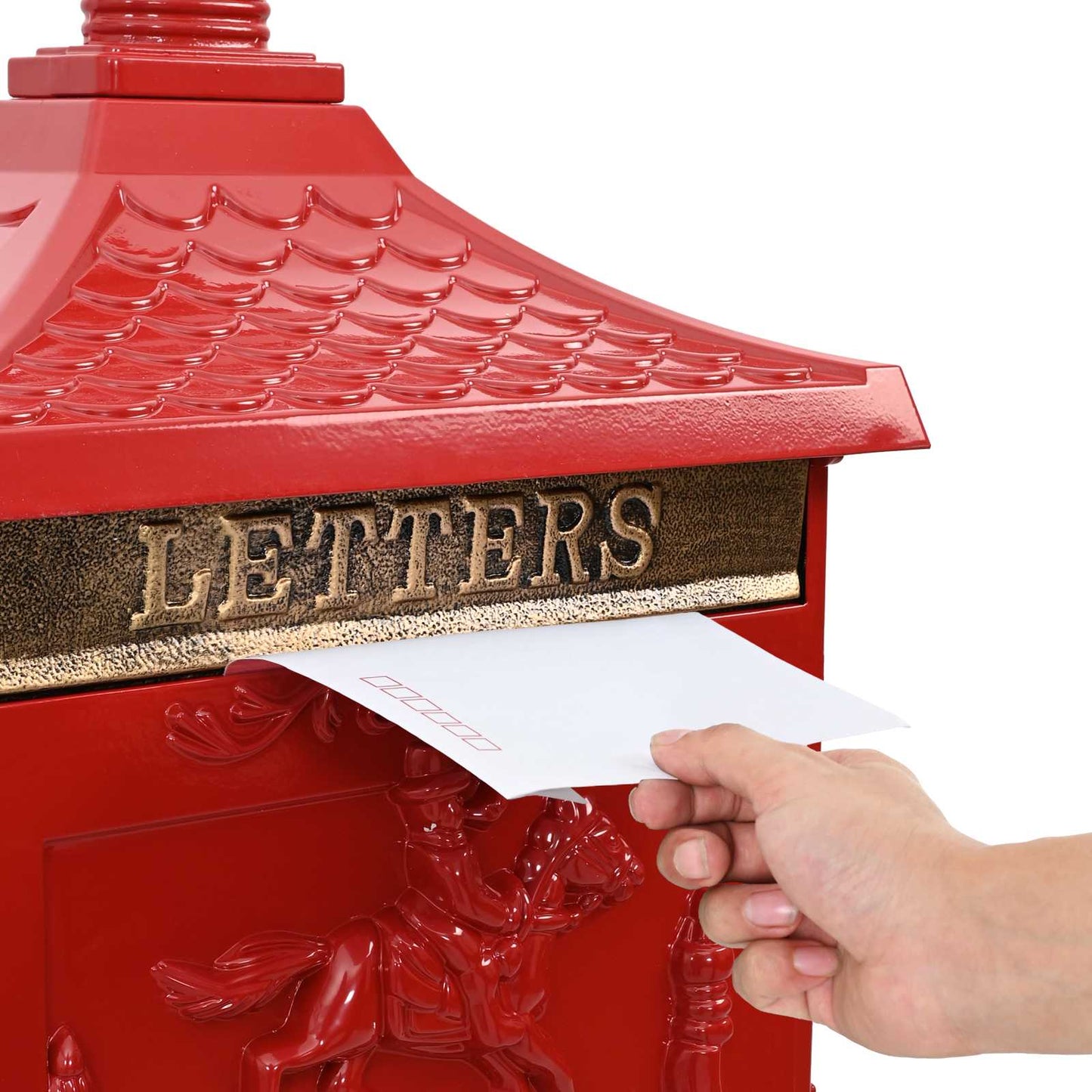Standing Mailbox Red 42.5 x 29.5 x 117 cm Cast Aluminum