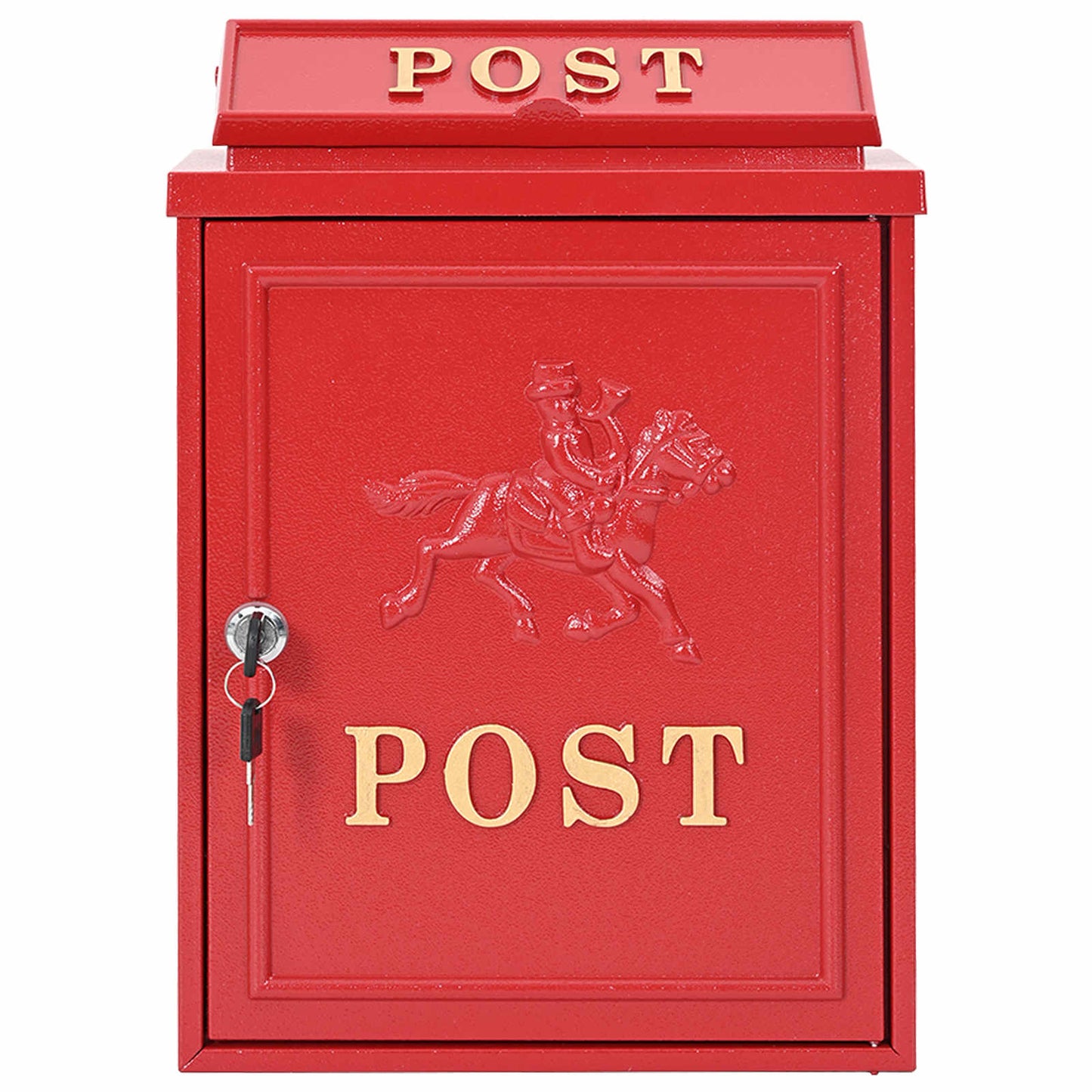 Wall Mounted Mailbox Red 29 x 13 x 41 cm Cast Aluminum