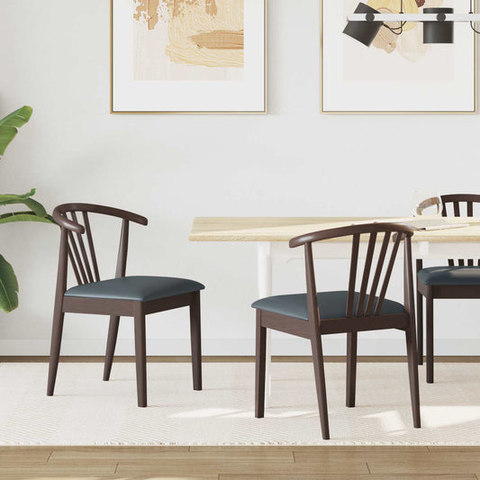 Dining Chair 2 pcs Light Brown and Black Solid Rubberwood