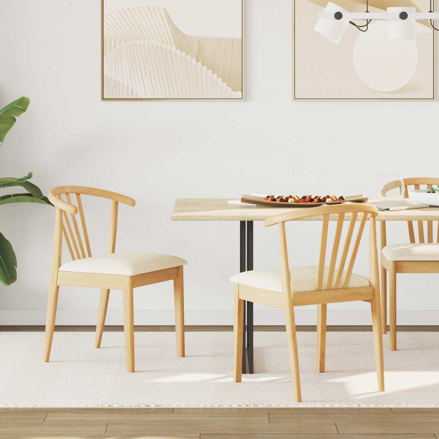 Dining Chair 2 pcs Natural and Light Solid Rubberwood
