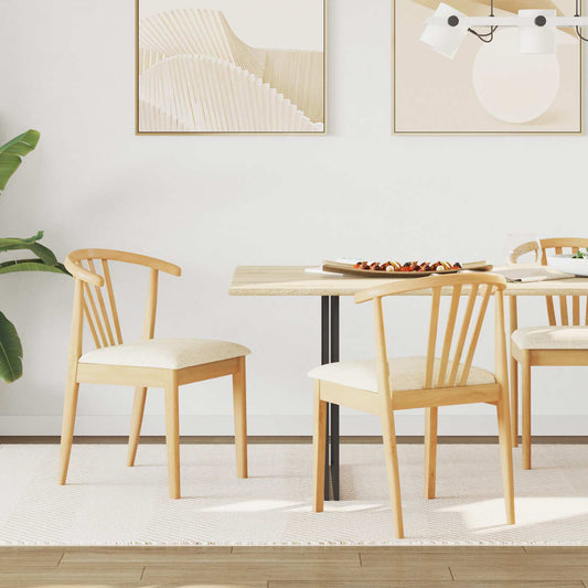 Dining Chair 2 pcs Natural and Light Solid Rubberwood