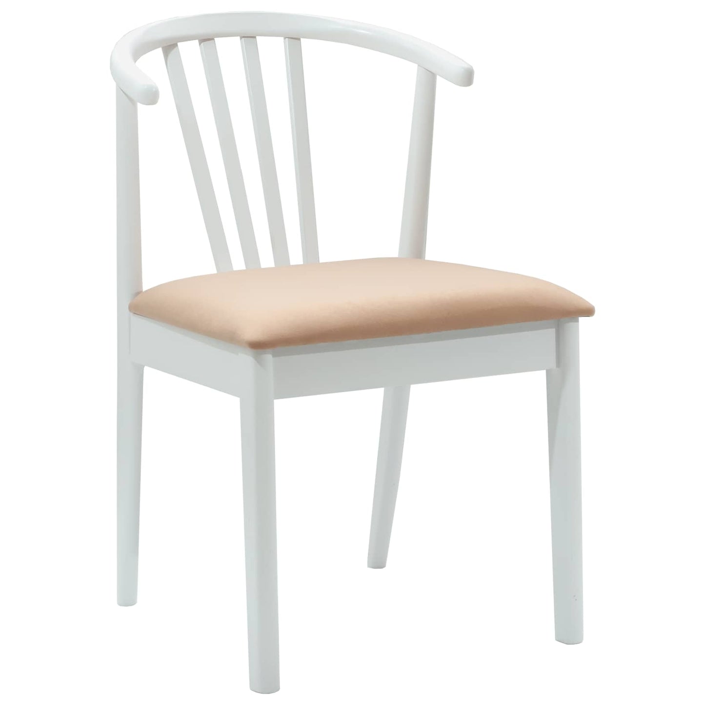 Dining Chair 2 pcs White and Brown Solid Rubberwood