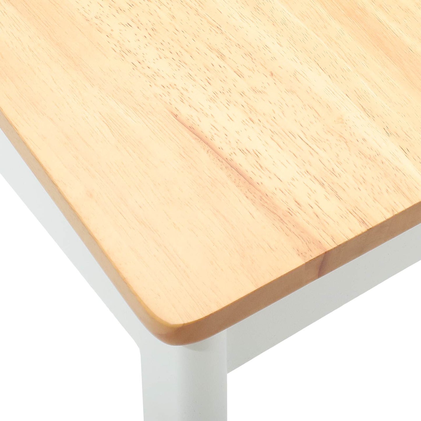 Dining Chair 2 pcs White and Natural Solid Rubber Wood