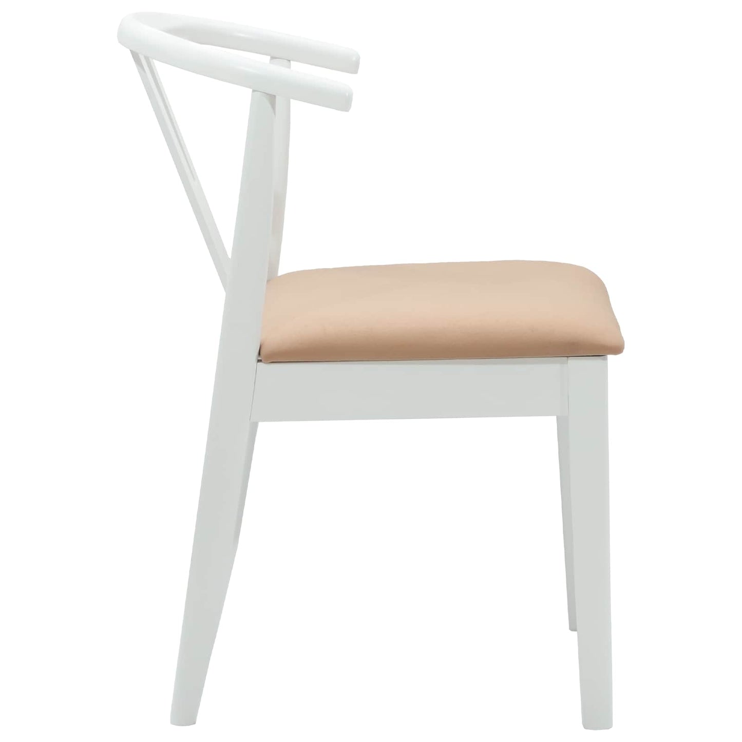 Dining Chair 2 pcs White and Brown Solid Rubber Wood