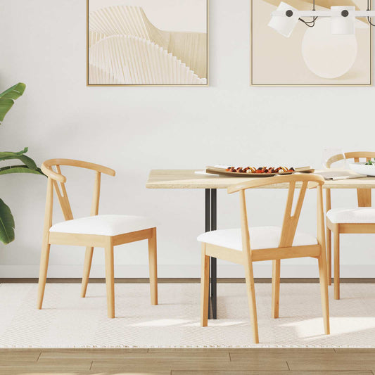 Dining Chair 2 pcs Natural and Light Solid Rubber Wood